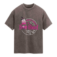 Breast Cancer Is Boo Sheet Washed Cotton T-Shirt October Ghost Pink Ribbon