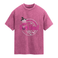 Breast Cancer Is Boo Sheet Washed Cotton T-Shirt October Ghost Pink Ribbon