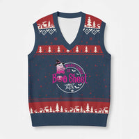 Breast Cancer Is Boo Sheet V-Neck Knit Sweater Vest October Ghost Pink Ribbon - Wonder Print Shop
