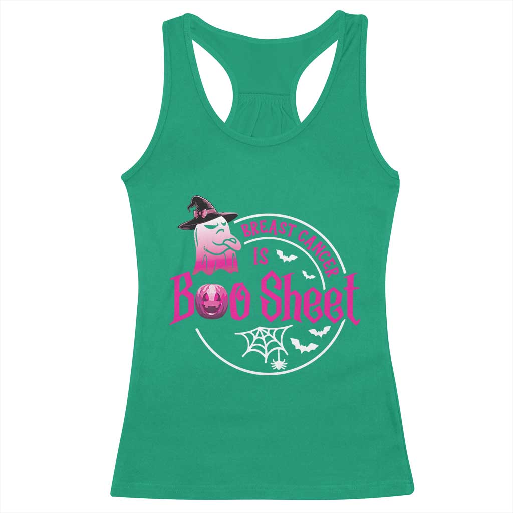 Breast Cancer Is Boo Sheet Racerback Tank Top October Ghost Pink Ribbon - Wonder Print Shop