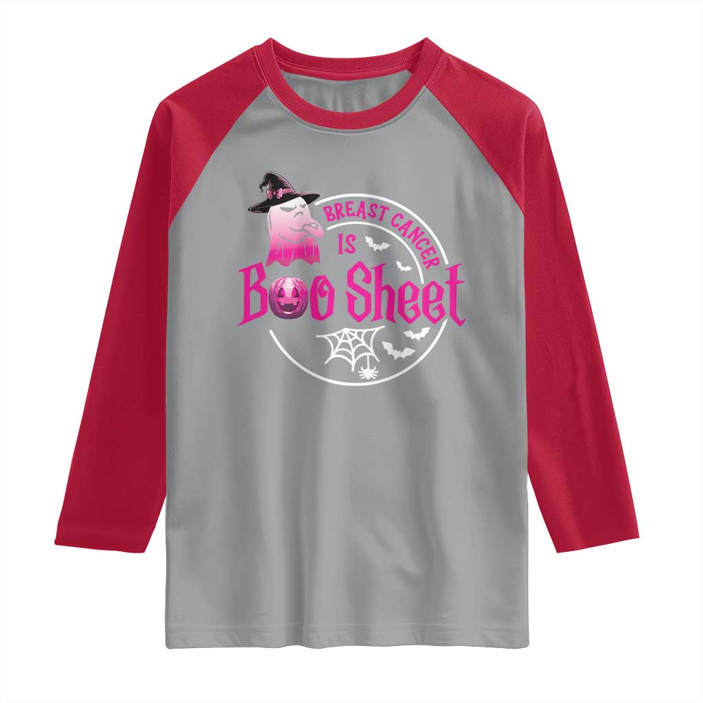 Breast Cancer Is Boo Sheet Raglan Shirt October Ghost Pink Ribbon - Wonder Print Shop