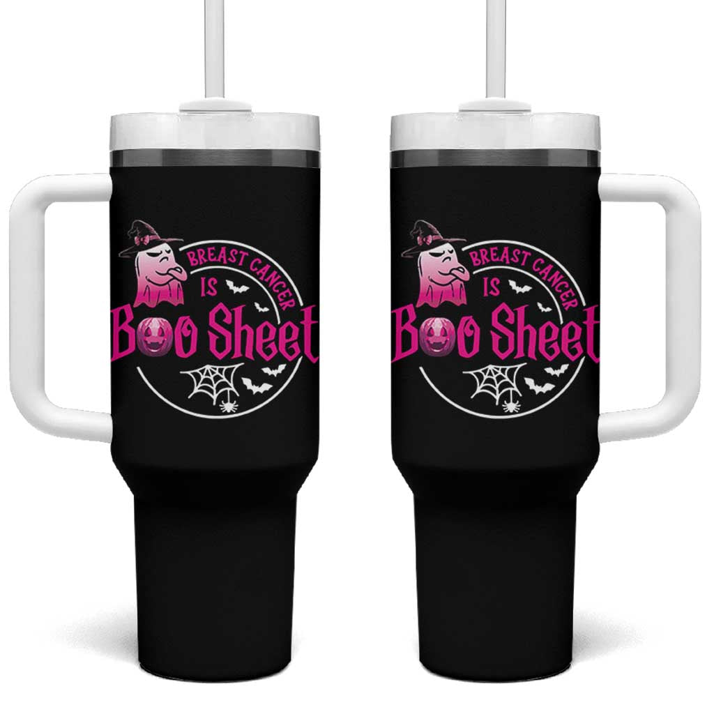 Breast Cancer Is Boo Sheet Tumbler With Handle October Ghost Pink Ribbon - Wonder Print Shop