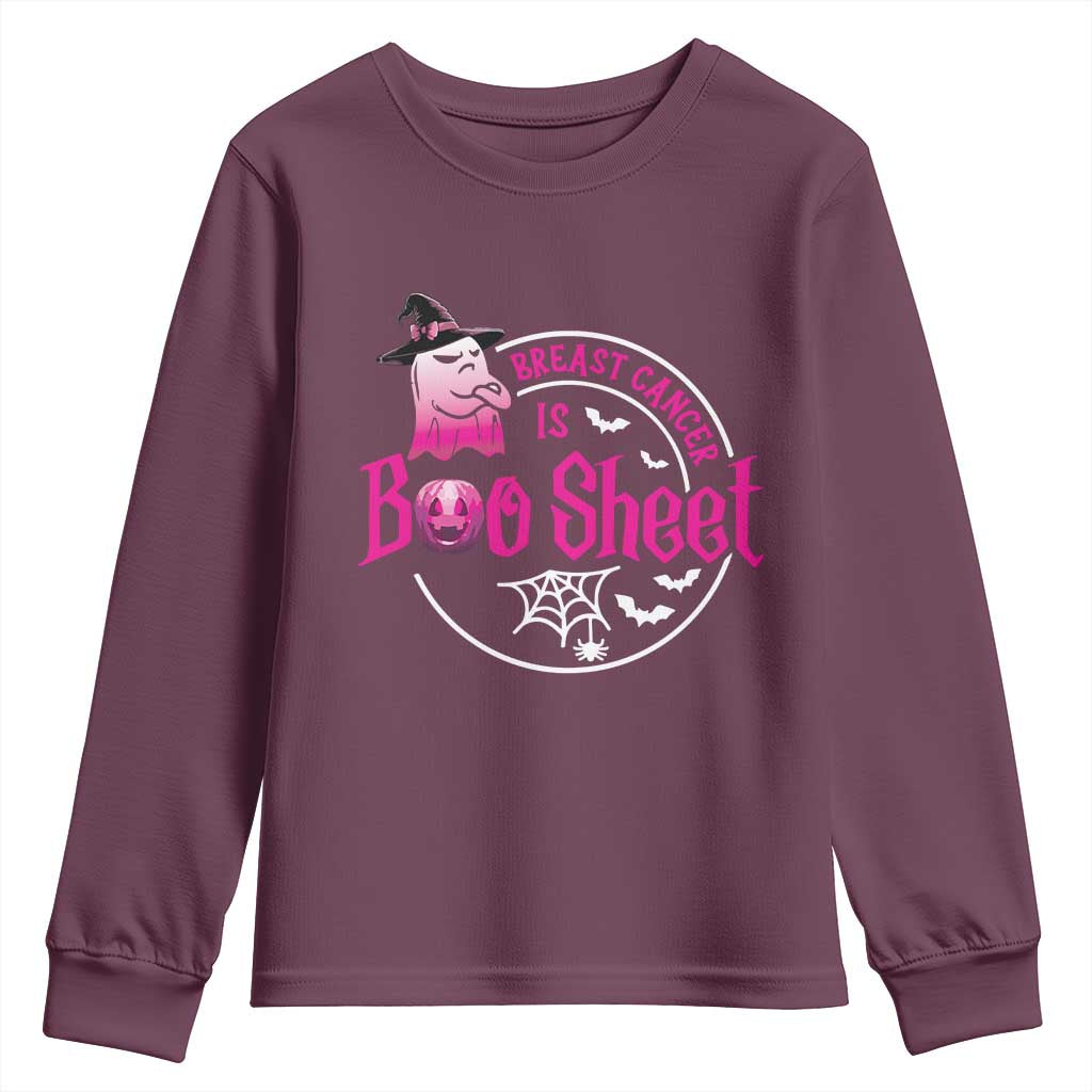 Breast Cancer Is Boo Sheet Youth Sweatshirt October Ghost Pink Ribbon - Wonder Print Shop
