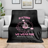 Breast Cancer Halloween Throw Blanket In October Ghost Wear Pink Black Cat - Wonder Print Shop