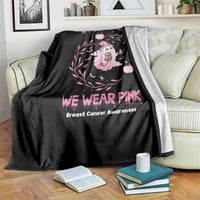 Breast Cancer Halloween Throw Blanket In October Ghost Wear Pink Black Cat - Wonder Print Shop