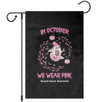 Breast Cancer Halloween Garden Flag In October Ghost Wear Pink Black Cat - Wonder Print Shop