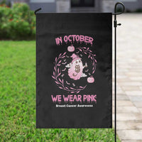 Breast Cancer Halloween Garden Flag In October Ghost Wear Pink Black Cat - Wonder Print Shop