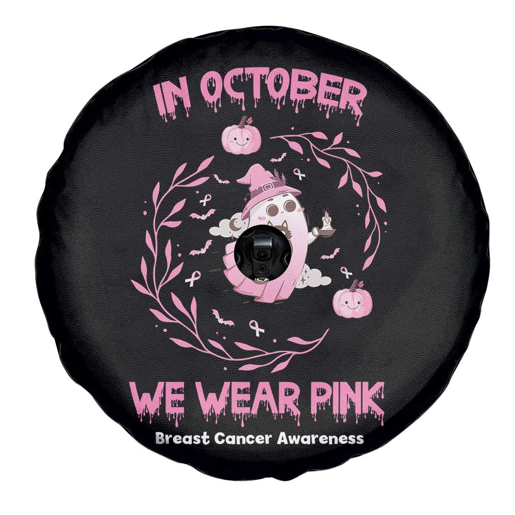 Breast Cancer Halloween Spare Tire Cover In October Ghost Wear Pink Black Cat - Wonder Print Shop