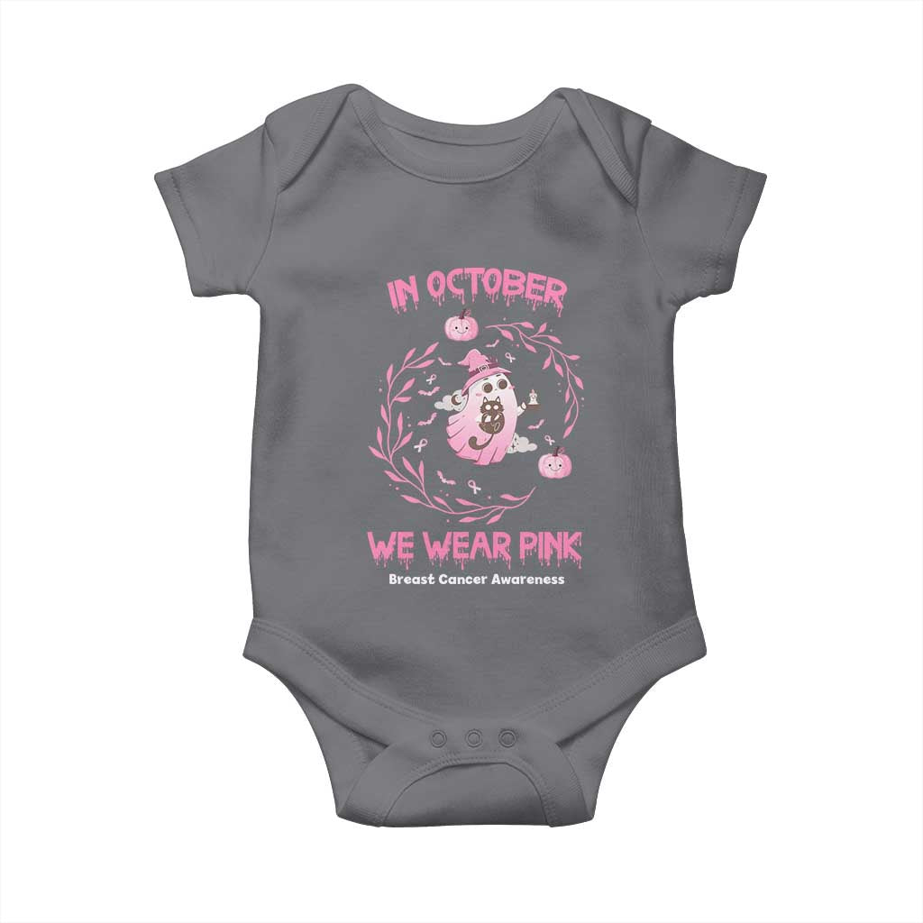 Breast Cancer Halloween Baby Onesie In October Ghost Wear Pink Black Cat - Wonder Print Shop