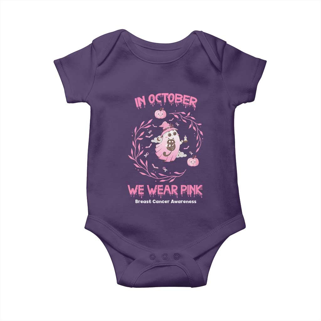 Breast Cancer Halloween Baby Onesie In October Ghost Wear Pink Black Cat - Wonder Print Shop