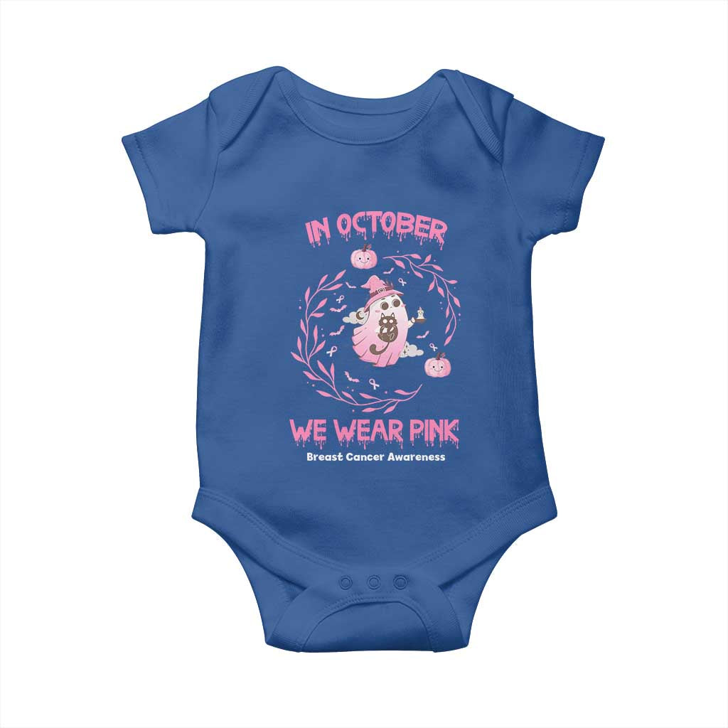 Breast Cancer Halloween Baby Onesie In October Ghost Wear Pink Black Cat - Wonder Print Shop