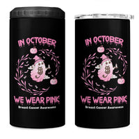 Breast Cancer Halloween 4 in 1 Can Cooler Tumbler In October Ghost Wear Pink Black Cat - Wonder Print Shop