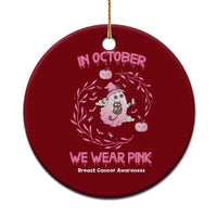 Breast Cancer Halloween Ceramic Ornament In October Ghost Wear Pink Black Cat - Wonder Print Shop