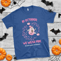 Breast Cancer Halloween T Shirt In October Ghost Wear Pink Black Cat - Wonder Print Shop