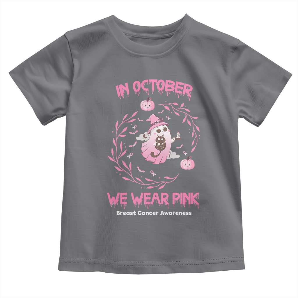 Breast Cancer Halloween Toddler T Shirt In October Ghost Wear Pink Black Cat - Wonder Print Shop