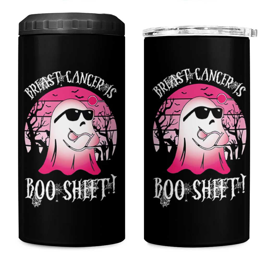Breast Cancer Is Boo Sheet 4 in 1 Can Cooler Tumbler In October Ghost Wear Pink - Wonder Print Shop