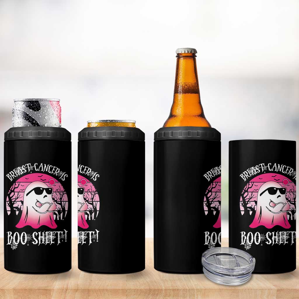 Breast Cancer Is Boo Sheet 4 in 1 Can Cooler Tumbler In October Ghost Wear Pink - Wonder Print Shop