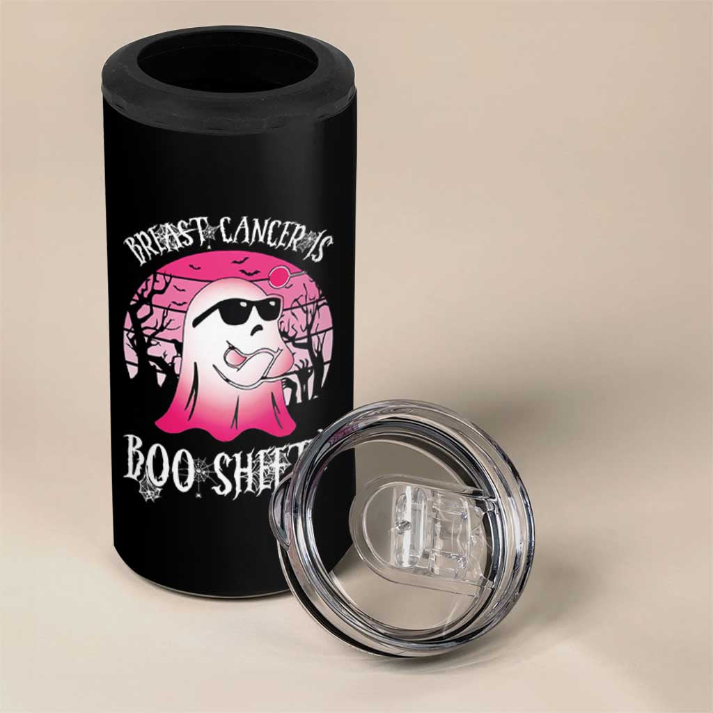 Breast Cancer Is Boo Sheet 4 in 1 Can Cooler Tumbler In October Ghost Wear Pink - Wonder Print Shop