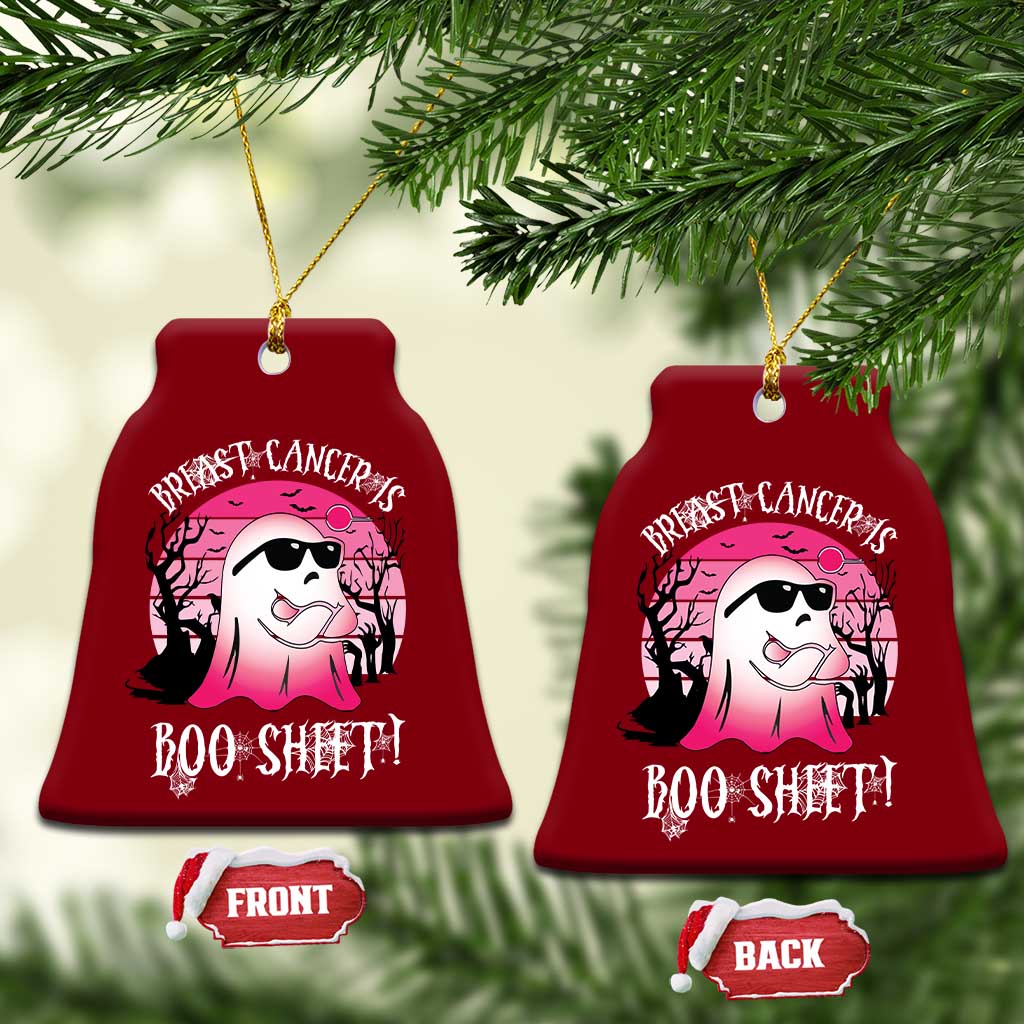 Breast Cancer Is Boo Sheet Ceramic Ornament In October Ghost Wear Pink - Wonder Print Shop