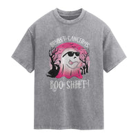 Breast Cancer Is Boo Sheet Washed Cotton T-Shirt In October Ghost Wear Pink