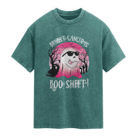 Breast Cancer Is Boo Sheet Washed Cotton T-Shirt In October Ghost Wear Pink