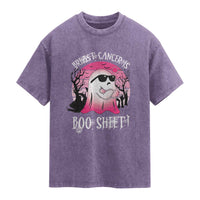 Breast Cancer Is Boo Sheet Washed Cotton T-Shirt In October Ghost Wear Pink