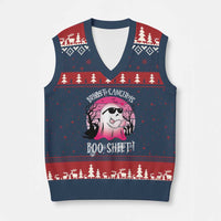 Breast Cancer Is Boo Sheet V-Neck Knit Sweater Vest In October Ghost Wear Pink - Wonder Print Shop