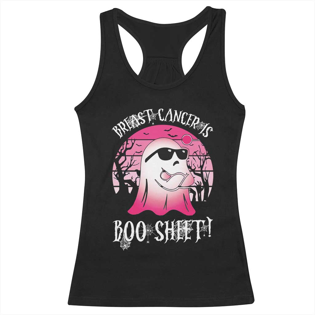 Breast Cancer Is Boo Sheet Racerback Tank Top In October Ghost Wear Pink - Wonder Print Shop