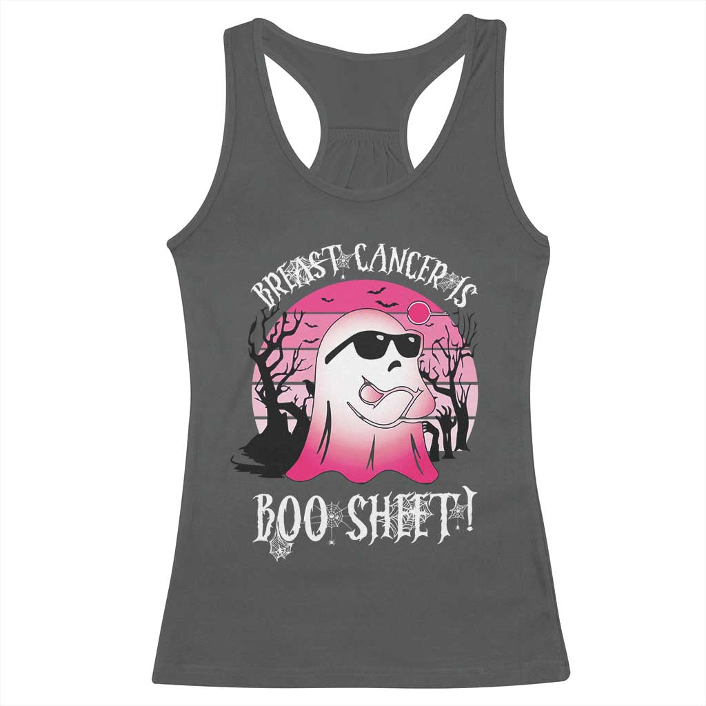 Breast Cancer Is Boo Sheet Racerback Tank Top In October Ghost Wear Pink - Wonder Print Shop