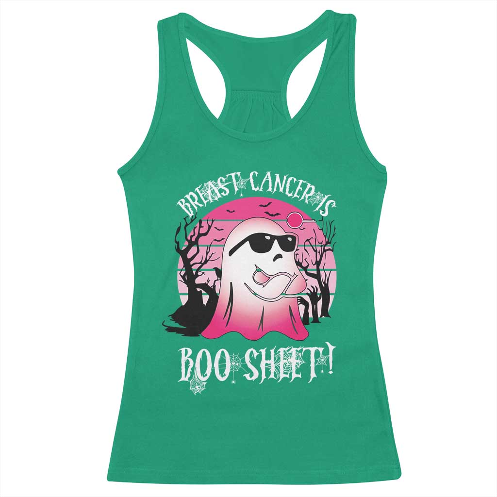 Breast Cancer Is Boo Sheet Racerback Tank Top In October Ghost Wear Pink - Wonder Print Shop