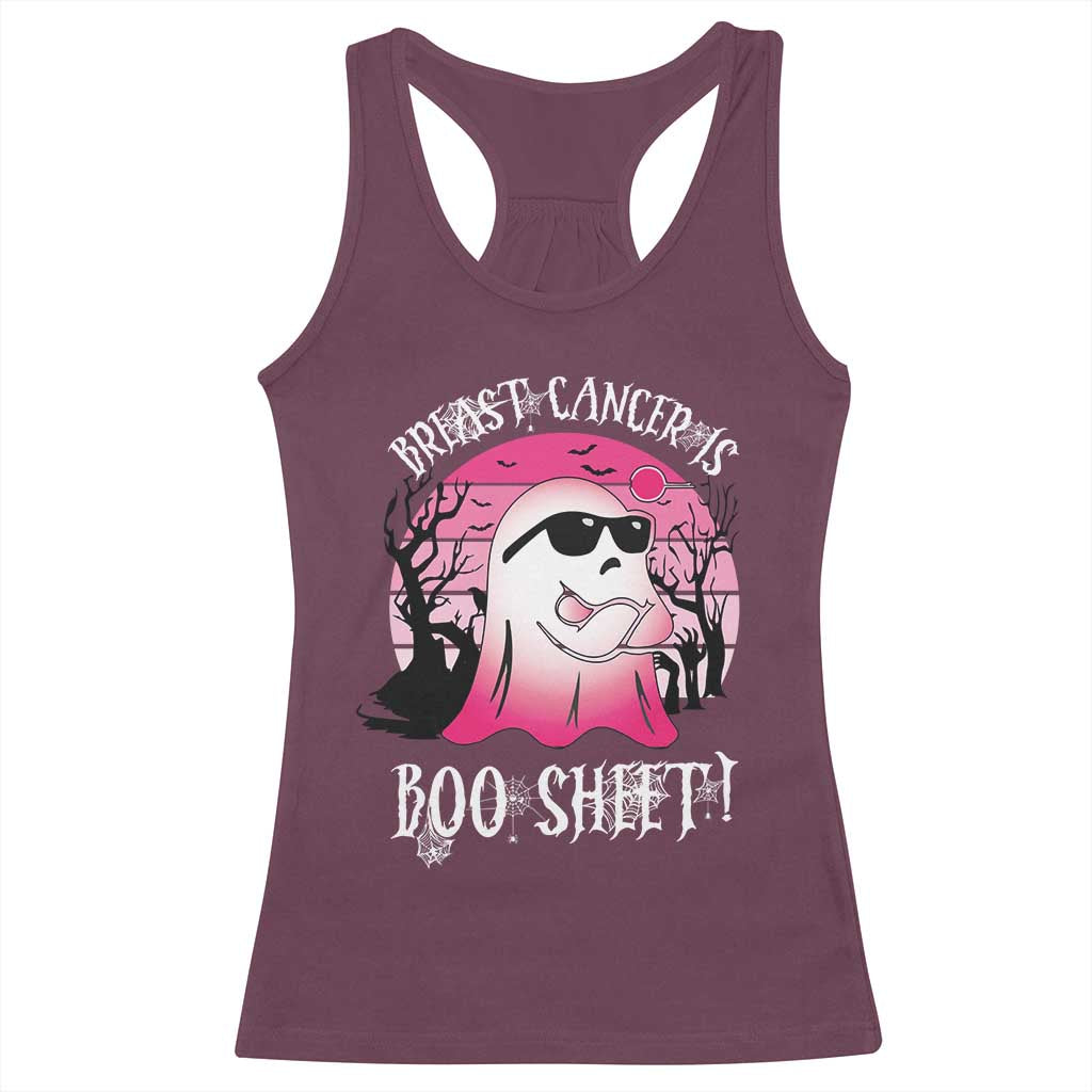 Breast Cancer Is Boo Sheet Racerback Tank Top In October Ghost Wear Pink - Wonder Print Shop