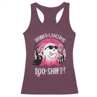 Breast Cancer Is Boo Sheet Racerback Tank Top In October Ghost Wear Pink - Wonder Print Shop
