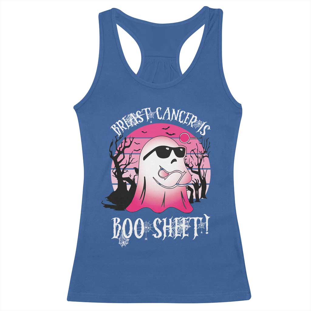 Breast Cancer Is Boo Sheet Racerback Tank Top In October Ghost Wear Pink - Wonder Print Shop