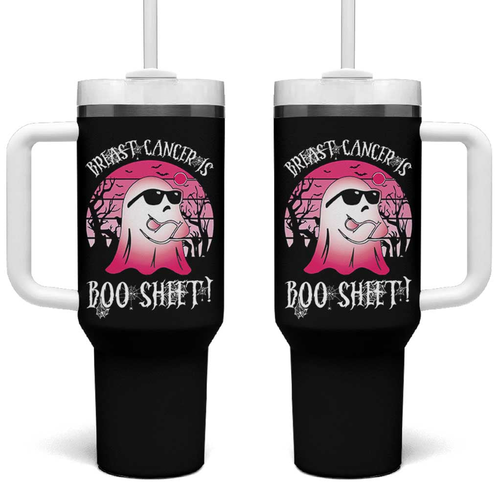 Breast Cancer Is Boo Sheet Tumbler With Handle In October Ghost Wear Pink - Wonder Print Shop