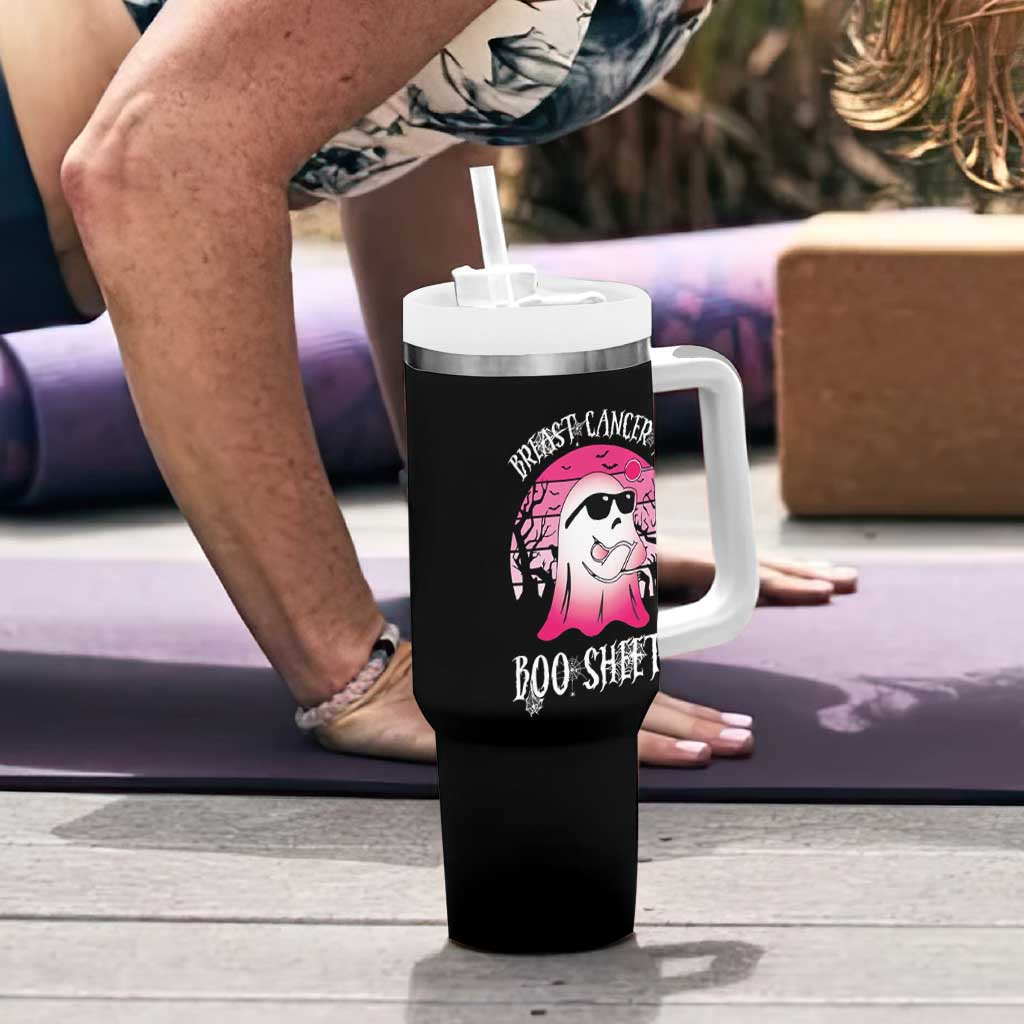 Breast Cancer Is Boo Sheet Tumbler With Handle In October Ghost Wear Pink - Wonder Print Shop