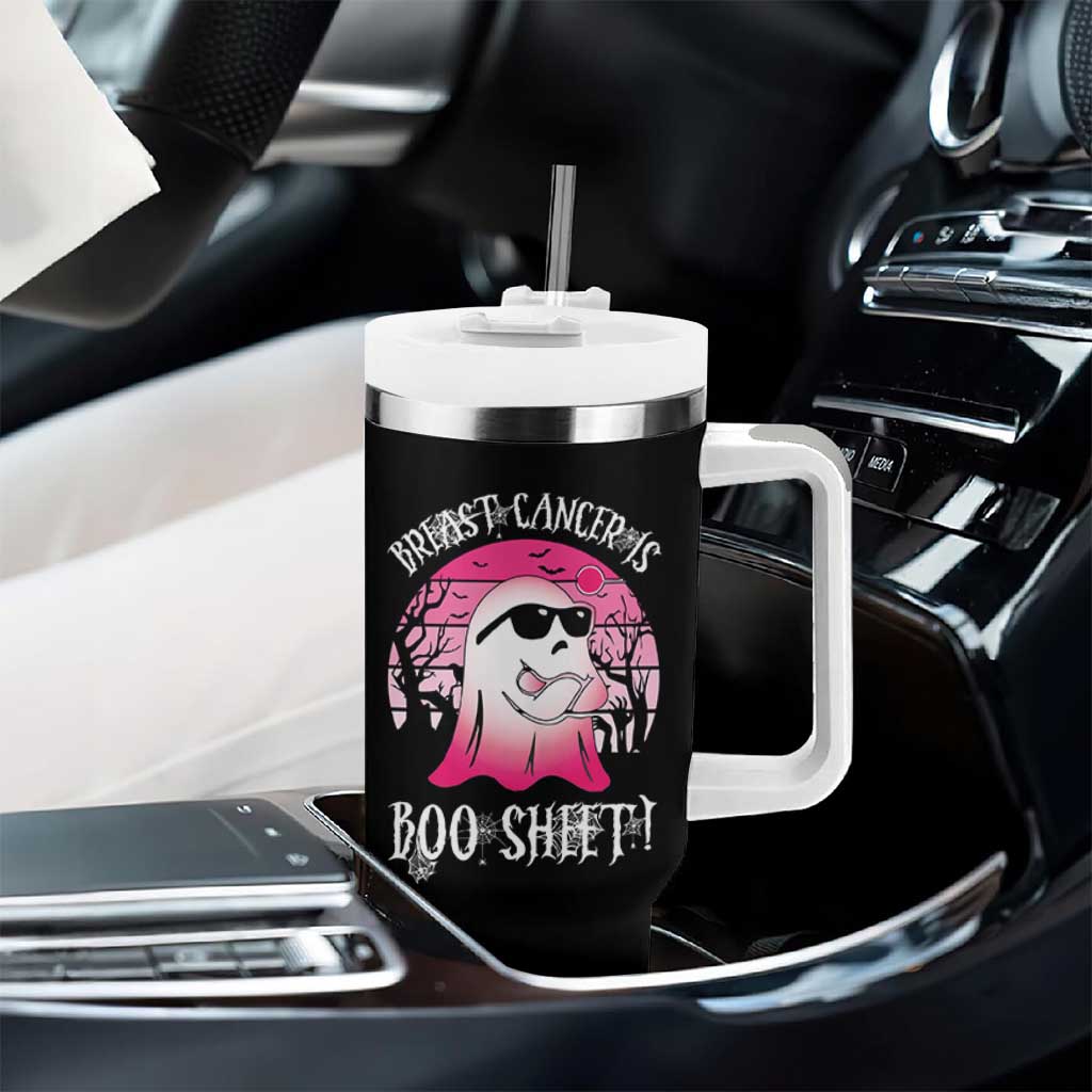 Breast Cancer Is Boo Sheet Tumbler With Handle In October Ghost Wear Pink - Wonder Print Shop