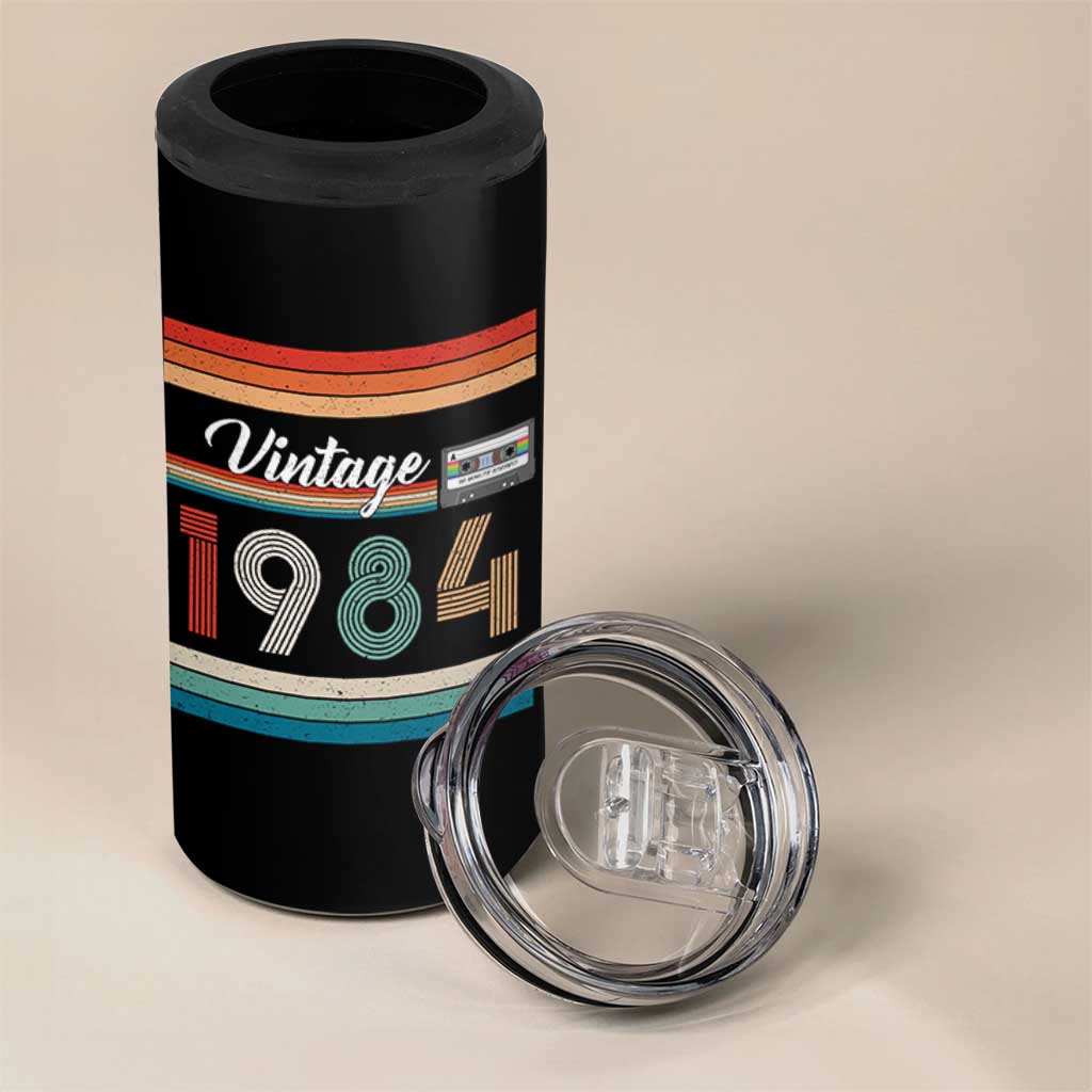 1984 Retro Birthday 4 in 1 Can Cooler Tumbler Vintage 42th Birthday Gift Classic 90s Style - Wonder Print Shop