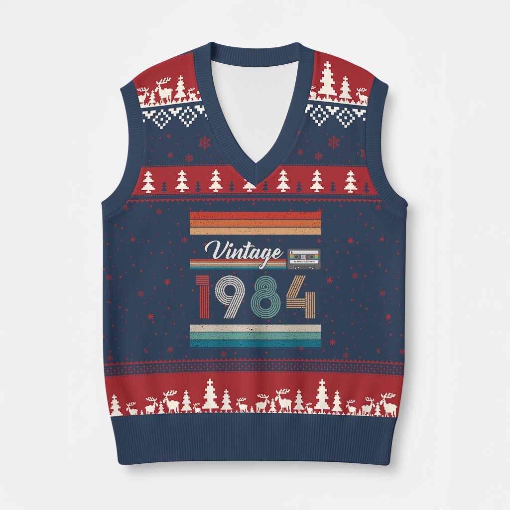 1984 Retro Birthday V-Neck Knit Sweater Vest Vintage 42th Birthday Gift Classic 90s Style - Wonder Print Shop