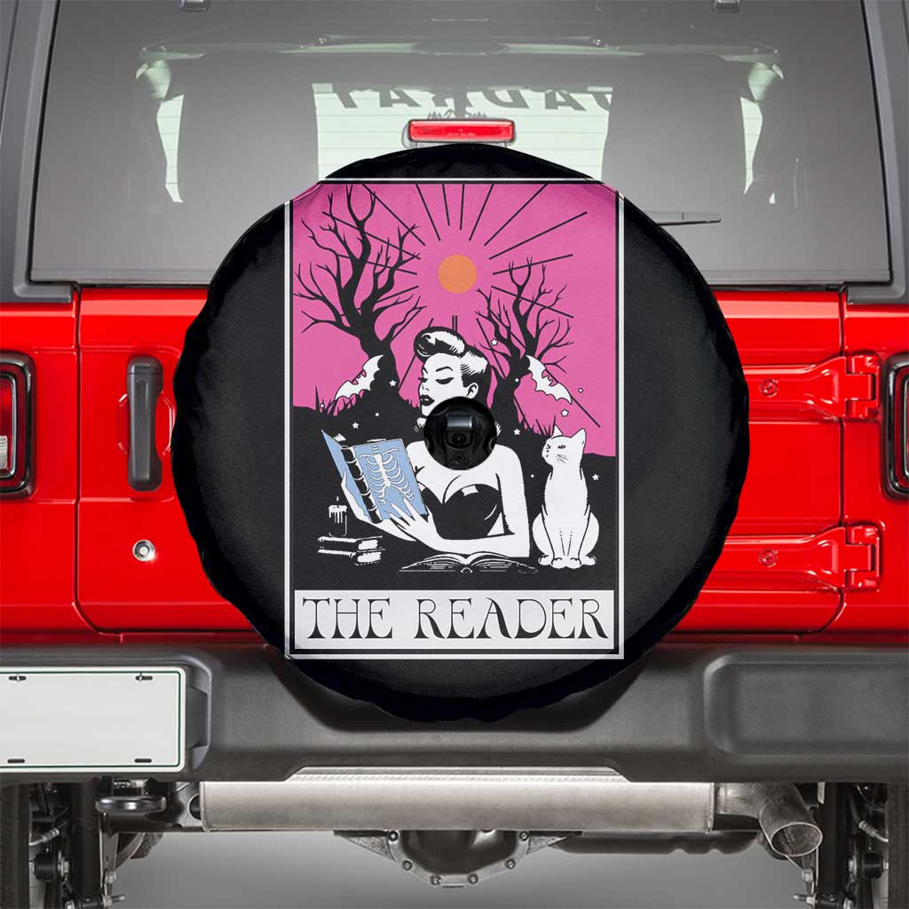 The Reader Tarot Spare Tire Cover Witch Reading Book Club Occult Cat Mom - Wonder Print Shop