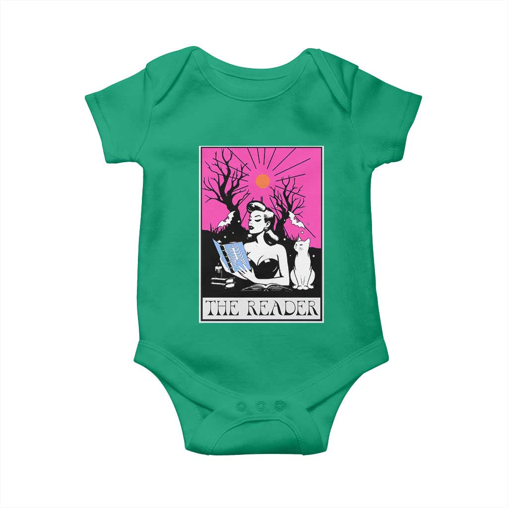 The Reader Tarot Baby Onesie Witch Reading Book Club Occult Cat Mom - Wonder Print Shop