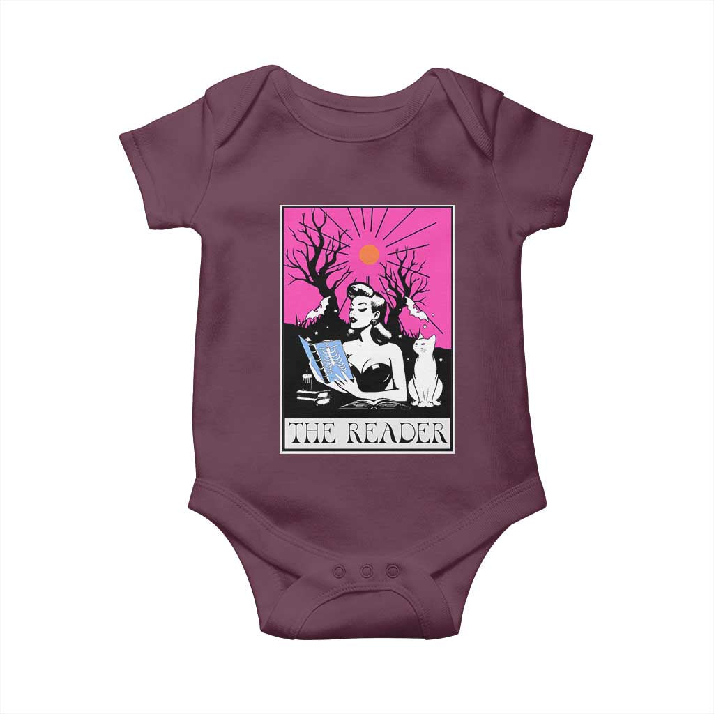 The Reader Tarot Baby Onesie Witch Reading Book Club Occult Cat Mom - Wonder Print Shop