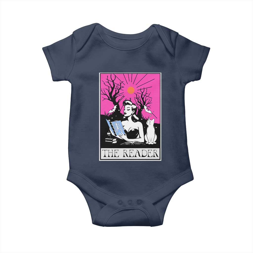 The Reader Tarot Baby Onesie Witch Reading Book Club Occult Cat Mom - Wonder Print Shop