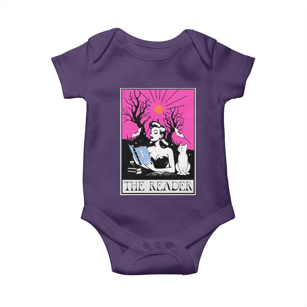 The Reader Tarot Baby Onesie Witch Reading Book Club Occult Cat Mom - Wonder Print Shop