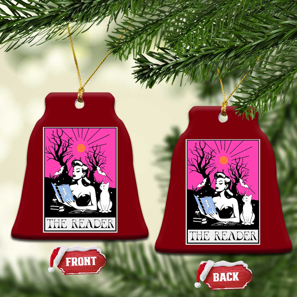The Reader Tarot Ceramic Ornament Witch Reading Book Club Occult Cat Mom - Wonder Print Shop