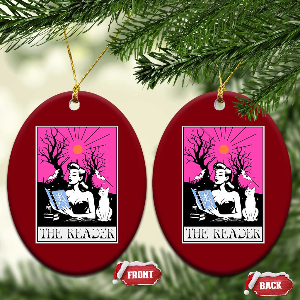 The Reader Tarot Ceramic Ornament Witch Reading Book Club Occult Cat Mom - Wonder Print Shop