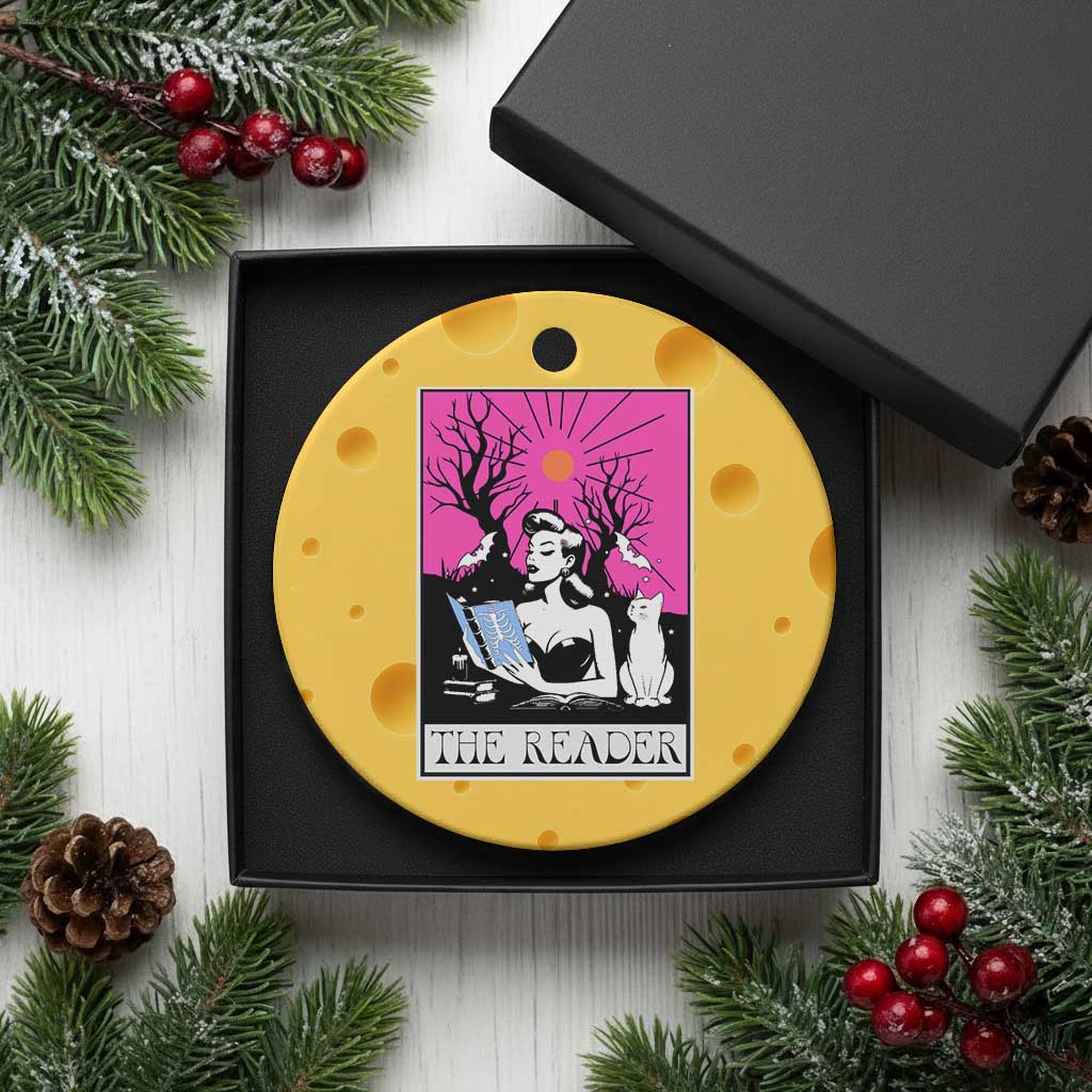 The Reader Tarot Ceramic Ornament Witch Reading Book Club Occult Cat Mom - Wonder Print Shop