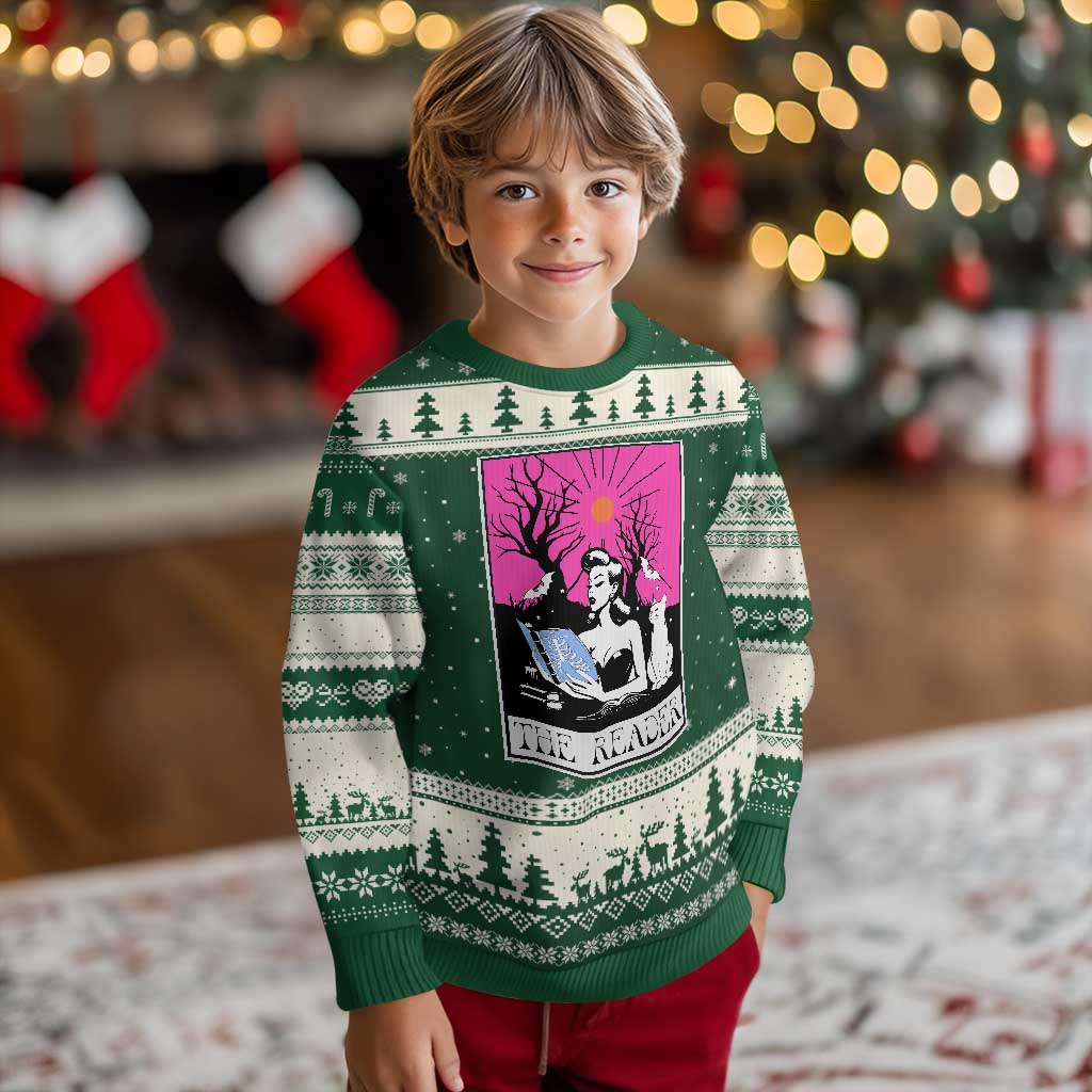 The Reader Tarot Ugly Christmas Sweater Witch Reading Book Club Occult Cat Mom - Wonder Print Shop