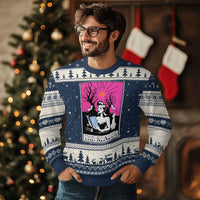 The Reader Tarot Ugly Christmas Sweater Witch Reading Book Club Occult Cat Mom - Wonder Print Shop