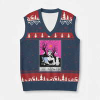 The Reader Tarot V-Neck Knit Sweater Vest Witch Reading Book Club Occult Cat Mom - Wonder Print Shop