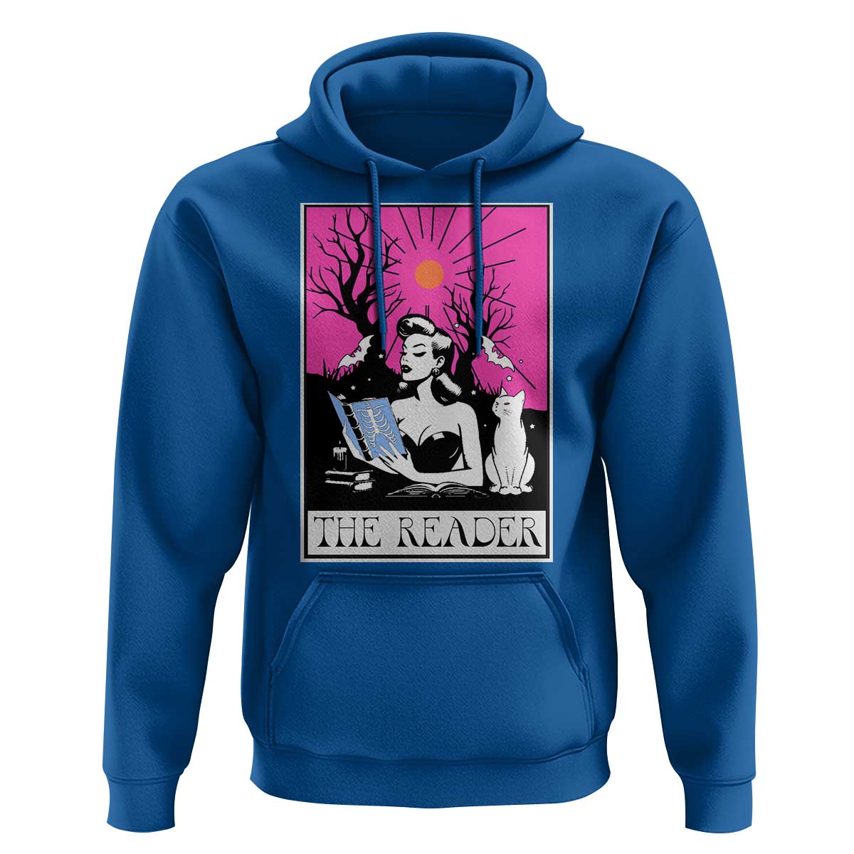 The Reader Tarot Hoodie Witch Reading Book Club Occult Cat Mom - Wonder Print Shop